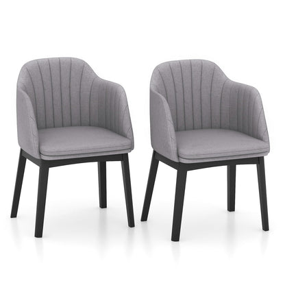 Goflame Modern Dining Chairs, Upholstered Velvet Accent Chairs w/Curved Backrests & Rubber Wood Legs