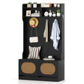 Goflame 4-In-1 Hall Tree Entryway Bench with Coat Rack & Flip Drawers