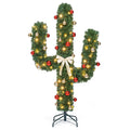 GOFLAME 5/6/7ft Pre-Lit Artificial Cactus Christmas Tree with Metal Stand