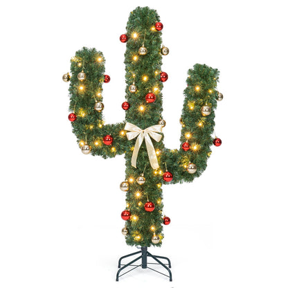 GOFLAME 5/6/7ft Pre-Lit Artificial Cactus Christmas Tree with Metal Stand