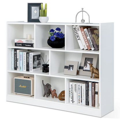 8 Cube Bookcase, Freestanding 3-Tier Open Bookshelf - Goflame