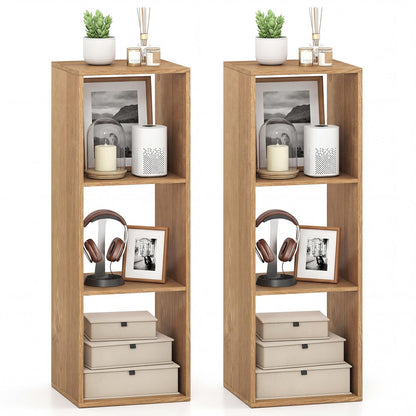 Goflame 3-Cube Bookcase, White Cubby Bookshelf w/Back Guardrail & Anti-Tipping Kits