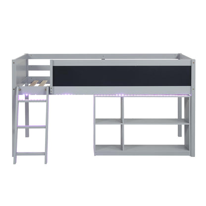 Goflame Low Loft Bed with LED Lights for Girls Boys