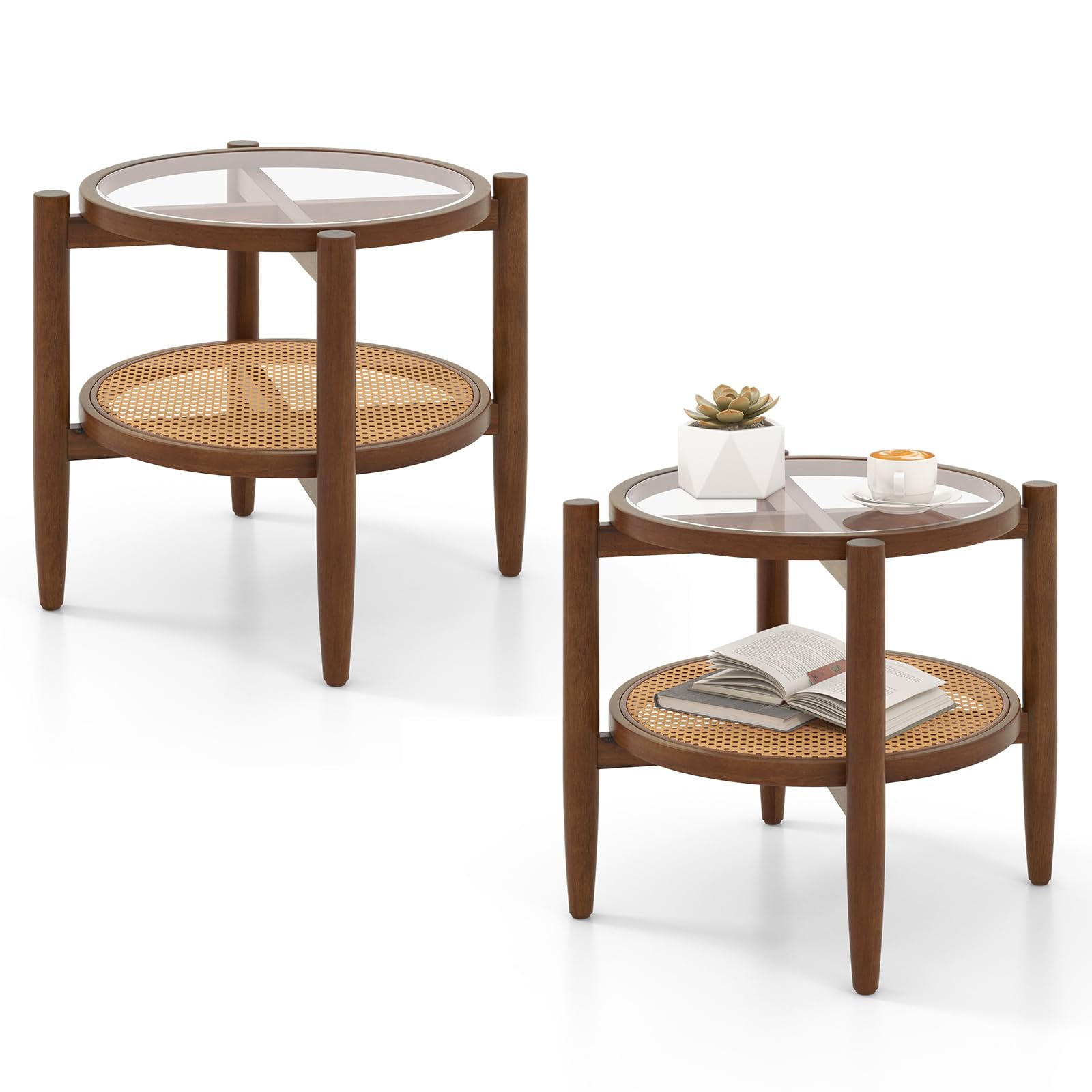 Rattan Round End Table - Goflame