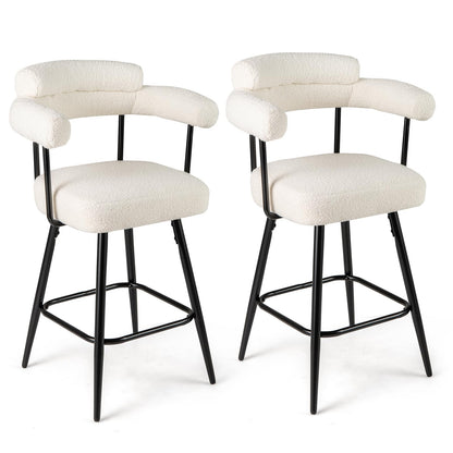Goflame Swivel Bar Stool Set of 2/4 Counter Height Chairs with Curved Back and Arms