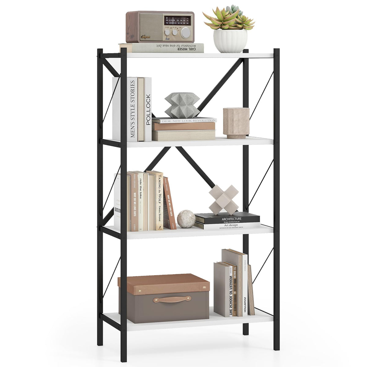 Goflame Modern Bookcase with Heavy-Duty Metal Frame (1/2)