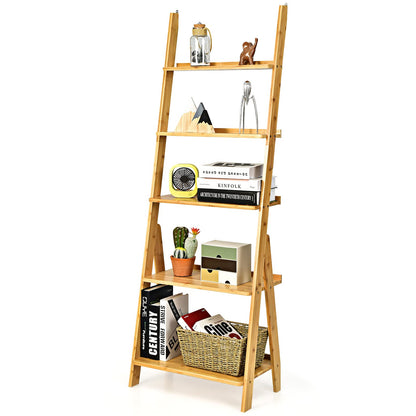 Goflame 5-Tier Ladder Shelf, Multipurpose Freestanding Display Leaning Storage Shelves