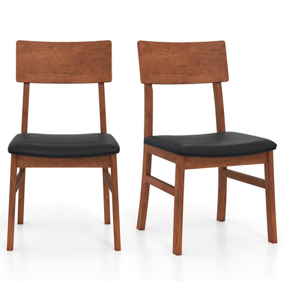 Goflame Wooden Dining Chairs Set Kitchen Side Chairs w/Rubber Wood Legs Faux Leather Upholstered Seat