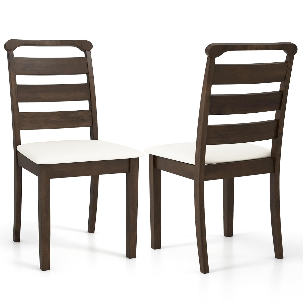 Goflame Wooden Dining Chairs Set of 2/4, Upholstered Kitchen Chairs w/Rubber Wood Frame, Padded Seat