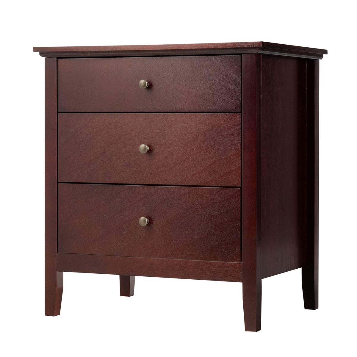Goflame Nightstand with Drawers Solid Structure Side Table for Storage Bedroom