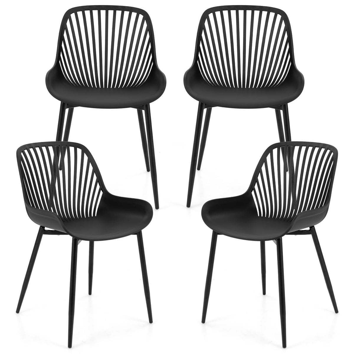 Goflame Black Dining Chairs Set of 4, Modern Kitchen Chairs w/Metal Legs