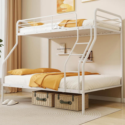 Goflame Metal Bunk Beds Twin Over Full Size, Heavy Duty Bunk Bed for Teens Adults with Ladder & Guardrails