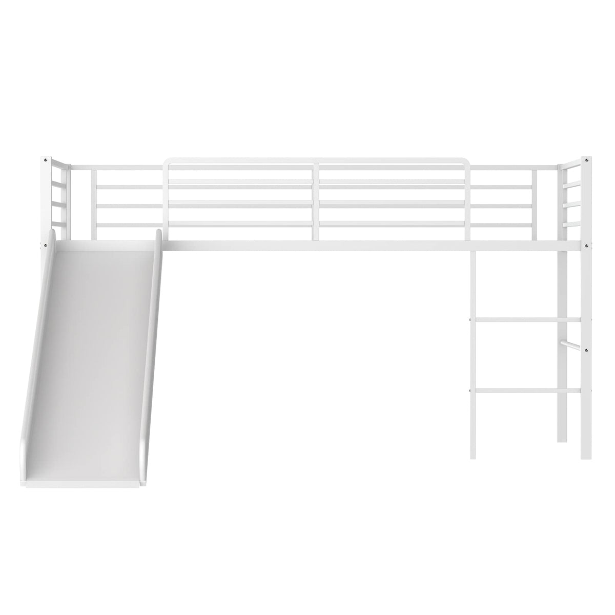 Goflame Twin Loft Bed with Slide, Metal Low Bunk Bed