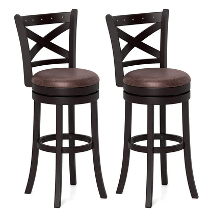 Goflame 30" Swivel Bar Stools with Footrest & Rubber Wood Frame