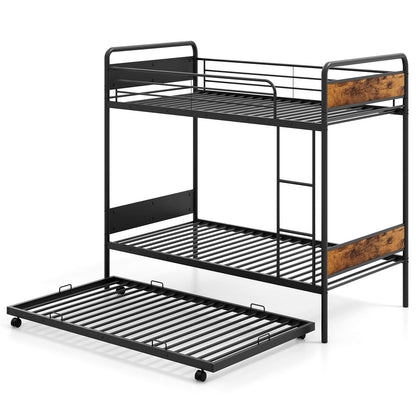 Goflame Metal Twin Over Twin Bunk Bed with Trundle