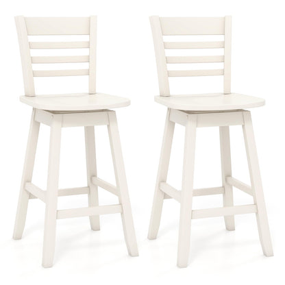 Goflame Wood Bar Stools, Swivel Counter Height Bar Stools with Slatted Hollow Back & Ergonomic Contoured Seat