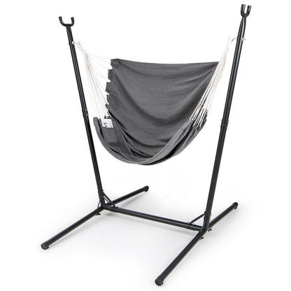 Goflame Hammock Chair with H-Shaped Stand - Heavy Duty Swing Chair with 6-Position Adjustable Height and Side Pocket