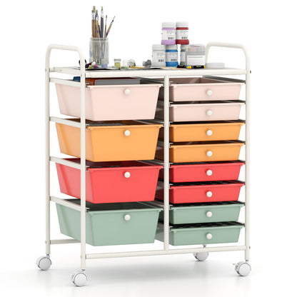 Goflame 12 Drawer Rolling Cart with Drawers Storage Organizer Cart