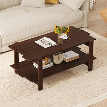Goflame 2-Tier Coffee Table with Storage Shelf