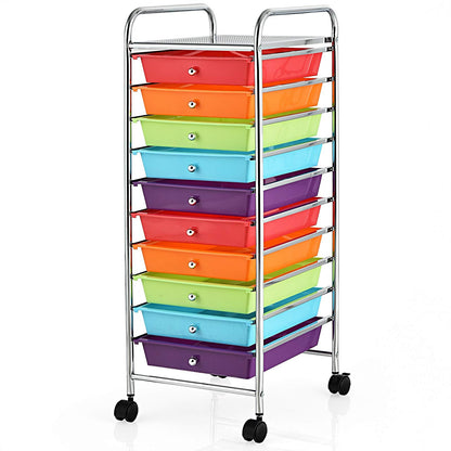 Goflame Rolling Storage Cart on Wheels with 10 Drawers