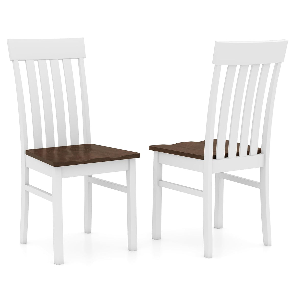 Goflame Wooden Dining Chairs Set of 2/4 with Hollowed Backrests & Rubber Wood Seats