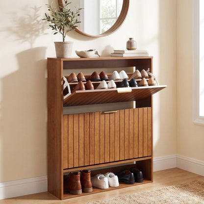 Goflame Shoe Storage Cabinet with 2 Flip Drawers