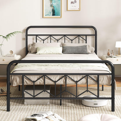 Goflame Metal Twin Bed Frames with Victorian Style Headboard & Footboard, Heavy Duty Slats Support Mattress Foundation