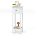 Goflame Narrow End Table with Drawer, Tall Acacia Wood Side Table with Bottom Shelf, Modern Bedside Tables