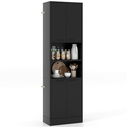 Goflame Kitchen Pantry Cabinet, 75” Tall Freestanding Cupboard with Doors & Shelves