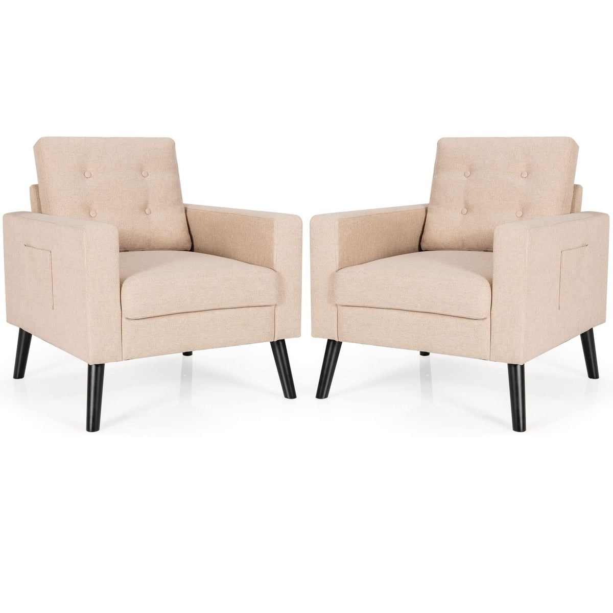 Goflame Modern Accent Chair, Mid-Century Upholstered Armchair Club Chair