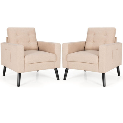 Goflame Modern Accent Chair, Mid-Century Upholstered Armchair Club Chair