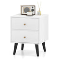Goflame Night Stand with 2 Drawers Mid Century Modern Bedside Table