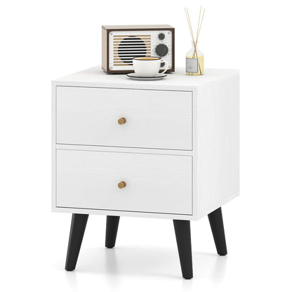Goflame Night Stand with 2 Drawers Mid Century Modern Bedside Table