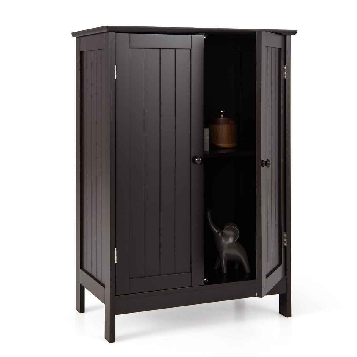 Goflame Storage Cabinet with Doors and Shelves - Freestanding Storage Organizer with Anti-Tipping Device