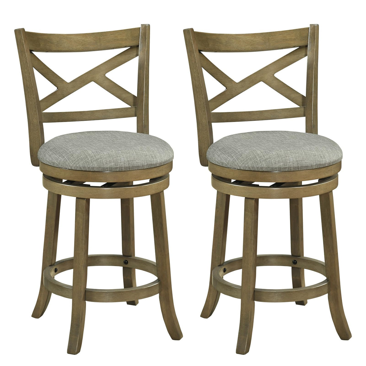 Goflame Wood Swivel Bar Stools Set of 2/4 with Backrests and Wood Frame