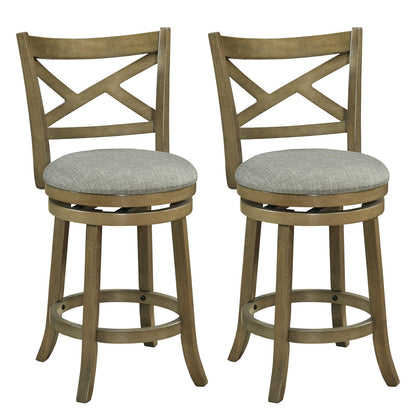 Goflame Wood Swivel Bar Stools Set of 2/4 with Backrests and Wood Frame