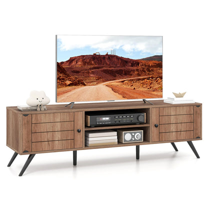 Goflame 2-Door TV Stand for TVs up to 65 Inch with Open Shelves