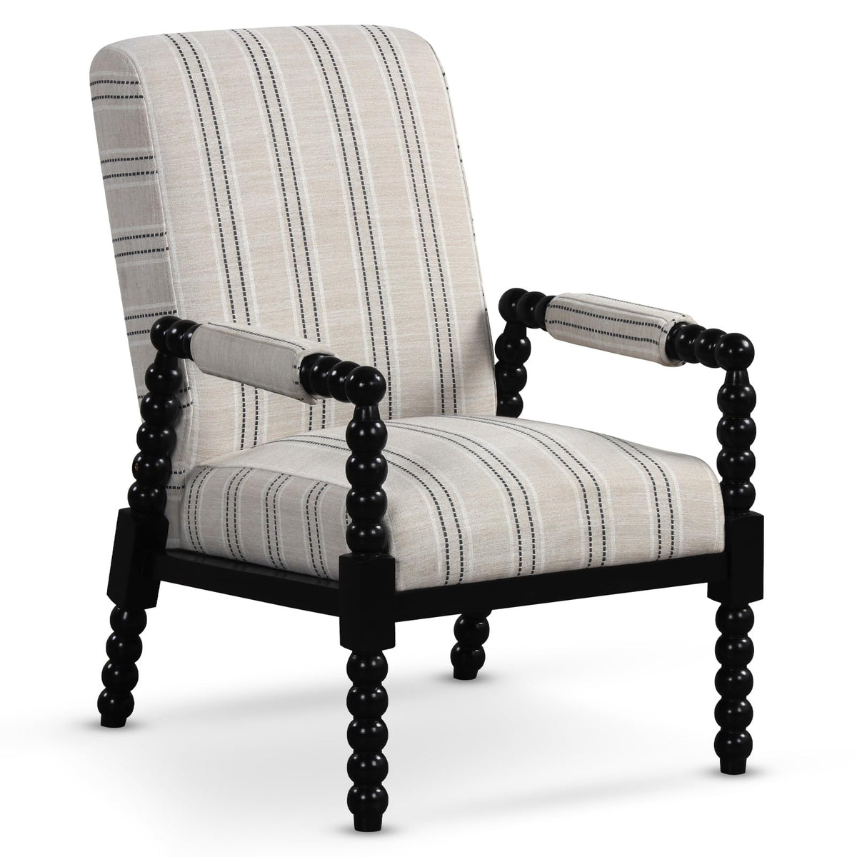 Goflame Mid Century Modern Spindle Accent Chair Set of 1/2, Upholstered Armchair w/Rubber Wood Frame