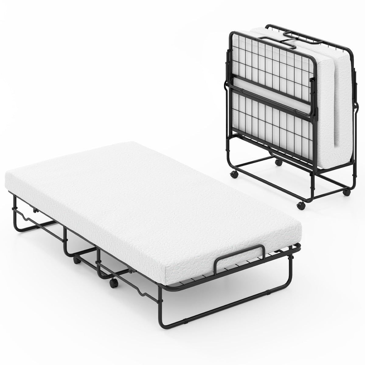Goflame Folding Bed with 5-Inch Mattress 75" x 38" Twin Size Foldable Guest Bed