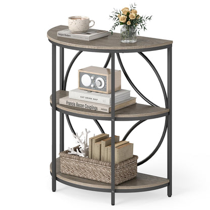 Goflame Half Round End Table 3-Tier Narrow Side Table(1/2)