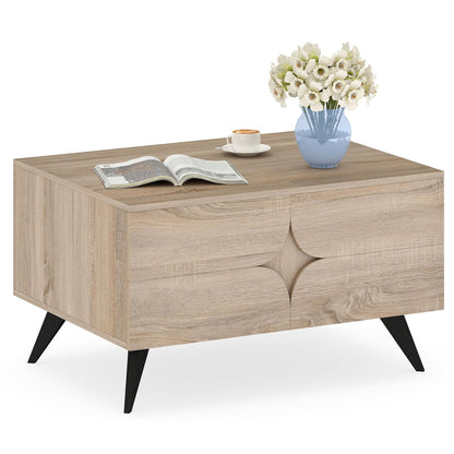Goflame Farmhouse Accent Modern Coffee Table with Storage for Living Room Bedroom