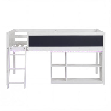 Goflame Low Loft Bed with LED Lights for Girls Boys