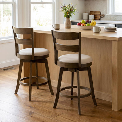 Goflame 25" Swivel Bar Stools Set of 2/4 with Fabric Upholstered Seat
