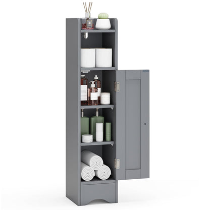 Goflame Small Bathroom Storage Cabinet Corner Floor Cabinet with Door & Adjustable Shelves