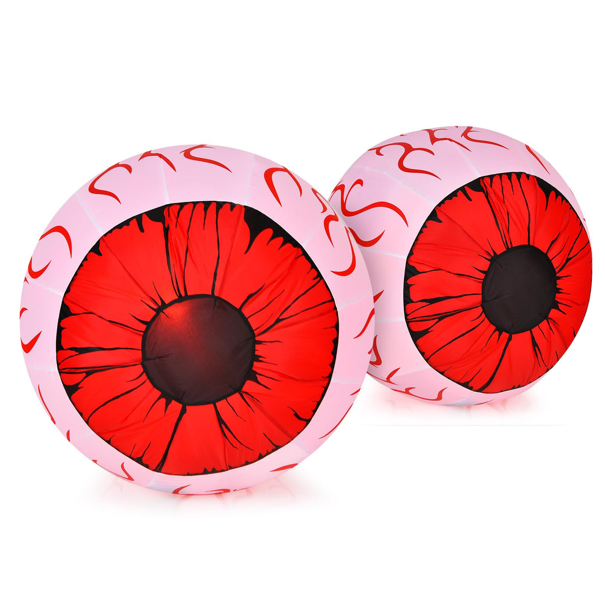 2 Pack 3 FT Halloween Inflatable Eyeballs W/ Air Blower, Red LED Lights