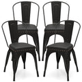 Goflame Metal Dining Chairs Set of 4 with Detachable Backrest & PU Leather Padded Seat