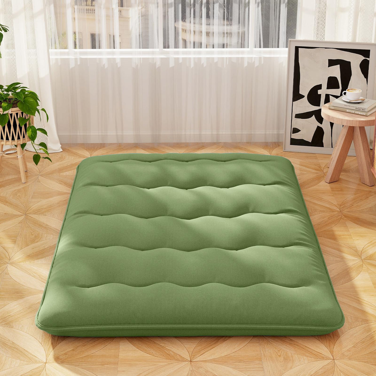Goflame Japanese Floor Mattress, 4 Inch Futon Mattress with Washable Cover & Storage Bag