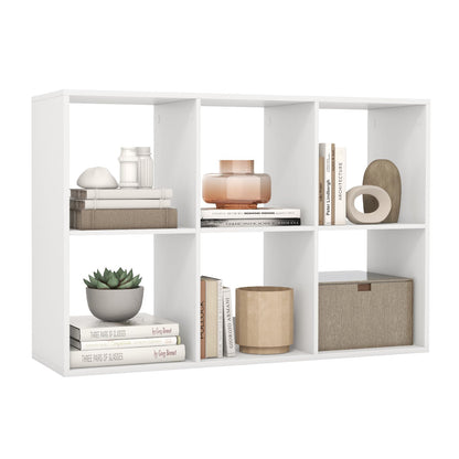 Goflame 6-Cube Bookcase, White Cubby Bookshelf w/Back Guardrail & Anti-Tipping Kits