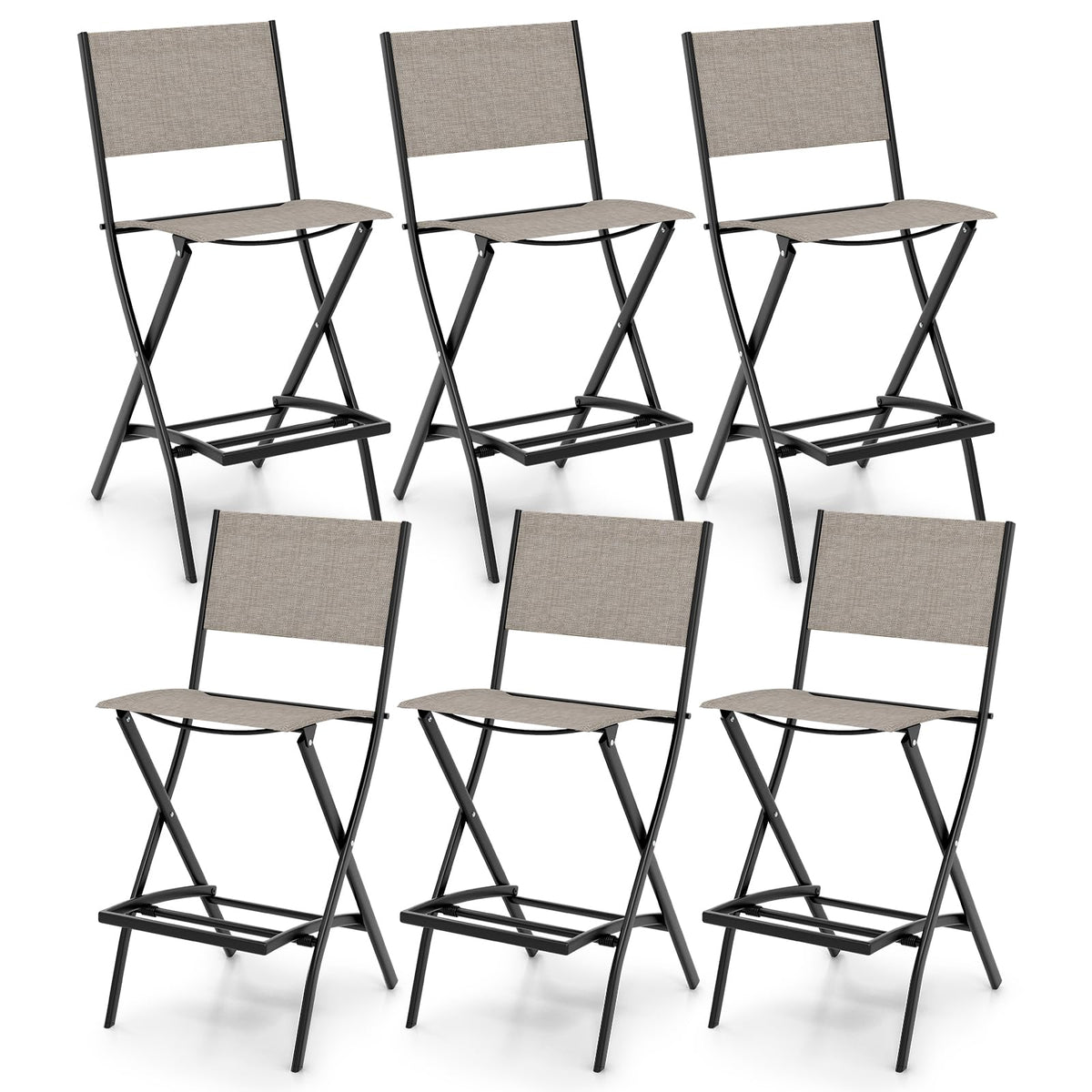 Goflame Folding Patio Bar Chairs Set of 6
