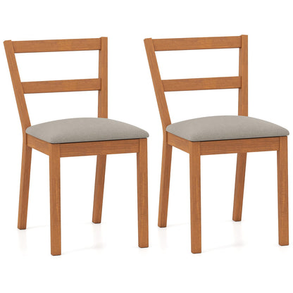 Goflame Wooden Dining Chairs Set of 2/4 Farmhouse Upholstered Kitchen Chairs with Rubber Wood Legs & Fabric Padded Seat